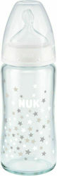 Nuk Glasflasche First Choice Plus Gegen Koliken mit Silikonsauger für 0-6 Monate White Sterne 240ml 1Stück 745.099