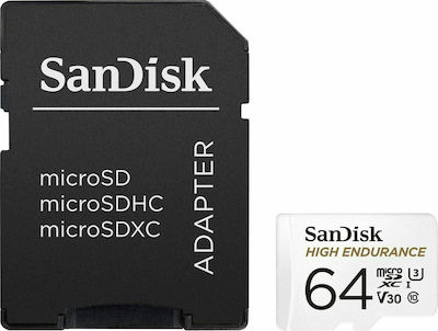 Sandisk High Endurance microSDXC 64GB Clasa 10 U3 V30 UHS-I cu adaptor