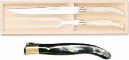 Claude Dozorme Laguiole De Table Black Horn Set Cuțite din Oțel Inoxidabil 2buc