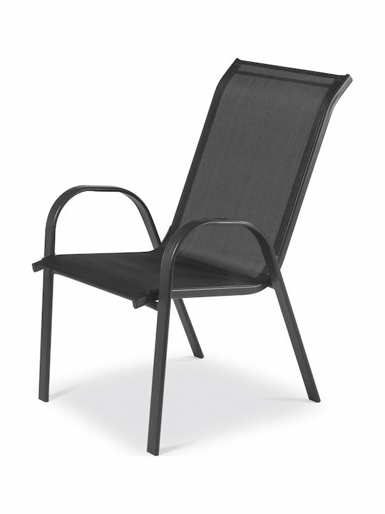Καρέκλα Εξωτερικού Χώρου Μεταλλική Μαύρη 55x71x93εκ.