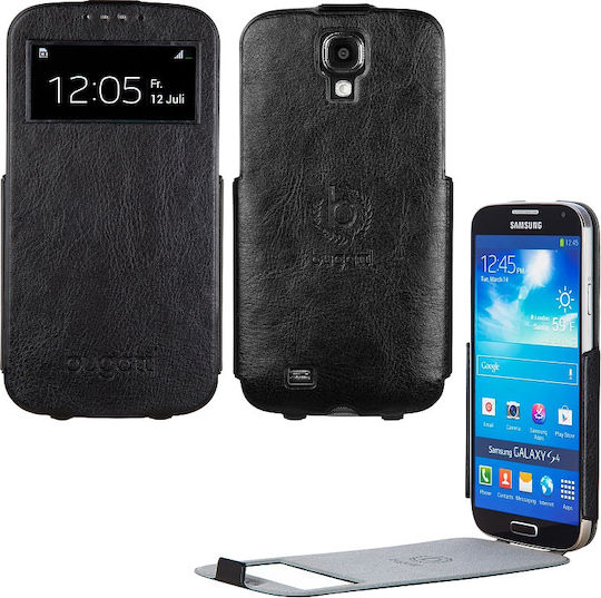 Bugatti Vertikaler Flip Leder 2mm Schwarz (Galaxy S4)