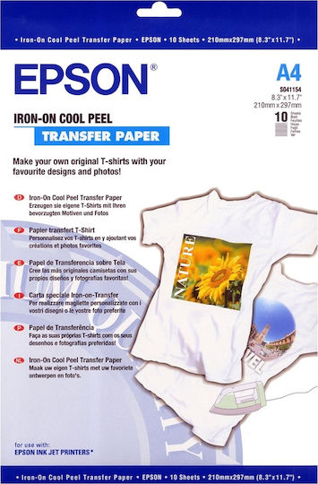 Epson Iron-On Transfer Photo Paper Transfer Paper A4 (21x30) 124gr/m² for Printers Inkjet 10 Sheets
