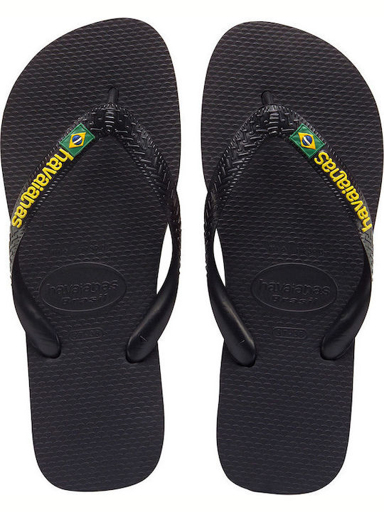 Havaianas Brasil Logo Flip Flops σε Μαύρο Χρώμα