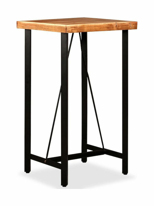 Table Bar from Solid Wood & Metal Natural 60x60x107cm