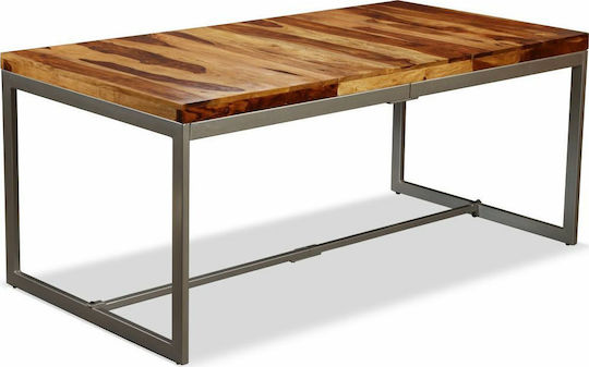 Tisch Speisesaal aus Massivholz & Metall Natürlich 180x90x76cm