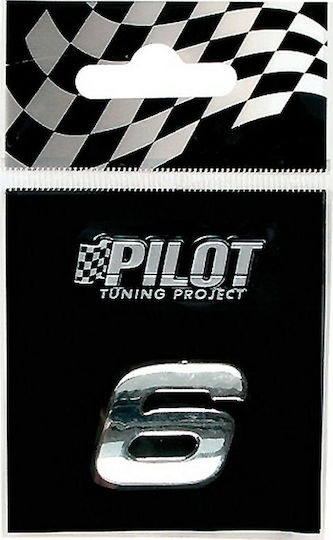 Lampa Car Number Stickers "6" 1.8cm in Silver Color 1pcs