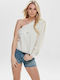 Only Damen Sommer Bluse mit einem Schulter Cloud Dancer