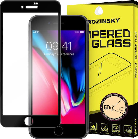 Wozinsky 5D Adeziv complet Full Face Tempered Glass Negru (iPhone SE 2022 / 2020 / 8 / 7)