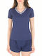 Wilson Art Women's Athletic Blouse Short Sleeve with V Neckline Blue