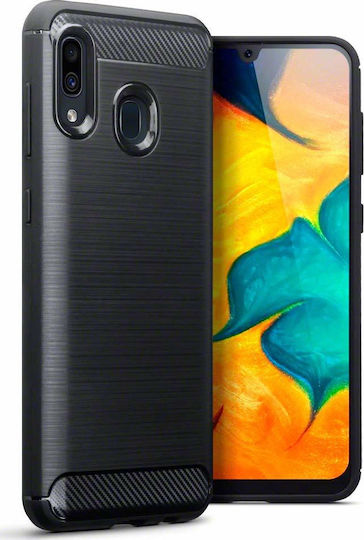 Terrapin Carbon Fibre Back Cover Σιλικόνης Μαύρο (Galaxy A30)