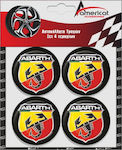 Americat Αυτοκόλλητα Σήματα Abarth 6cm για Ζάντες Αυτοκινήτου σε Μαύρο Χρώμα 4τμχ