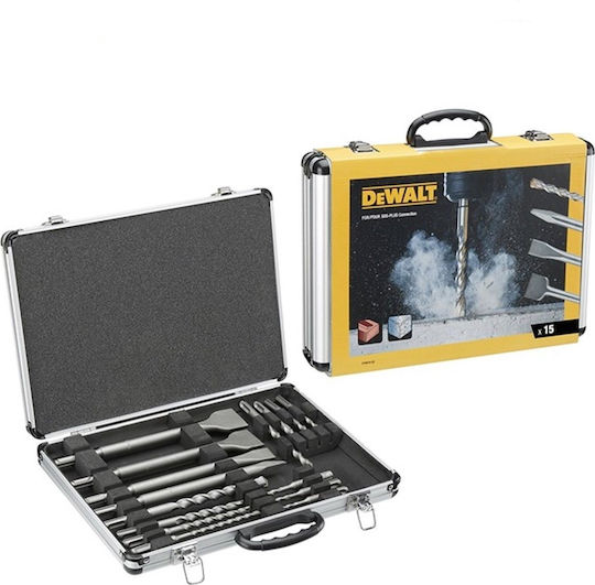 Dewalt Set Pointed Chisel & Chisel Bits & Drill with SDS Plus Socket 15pcs