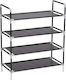 Metallic Shoe Organizer with 4 Shelves Black 60x29x67cm