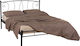 Monica Pat Single Tapitat cu Material Metalic pentru Saltea 90x200cm