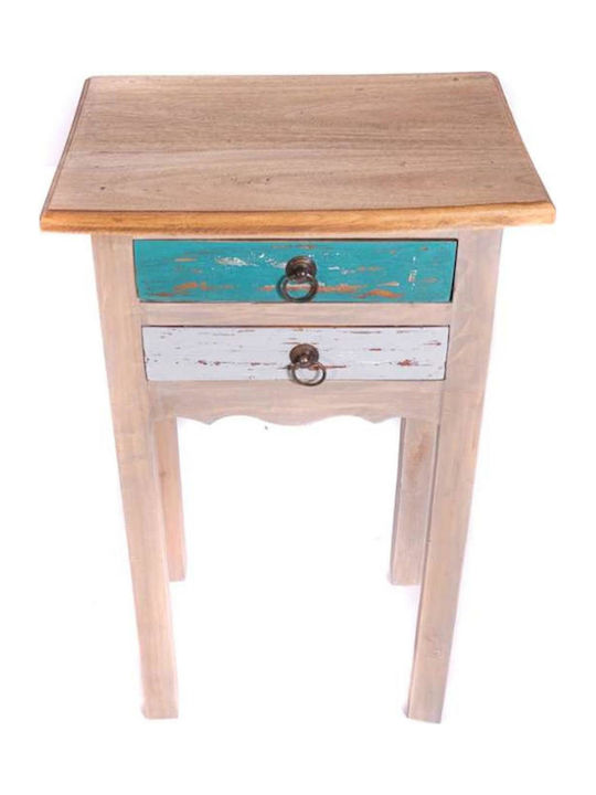 Rectangular Solid Wood Side Table Natural L40xW30xH80cm