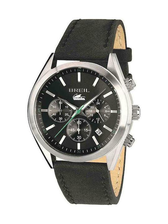 Breil Watch Chronograph Battery with Black Leather Strap TW1608