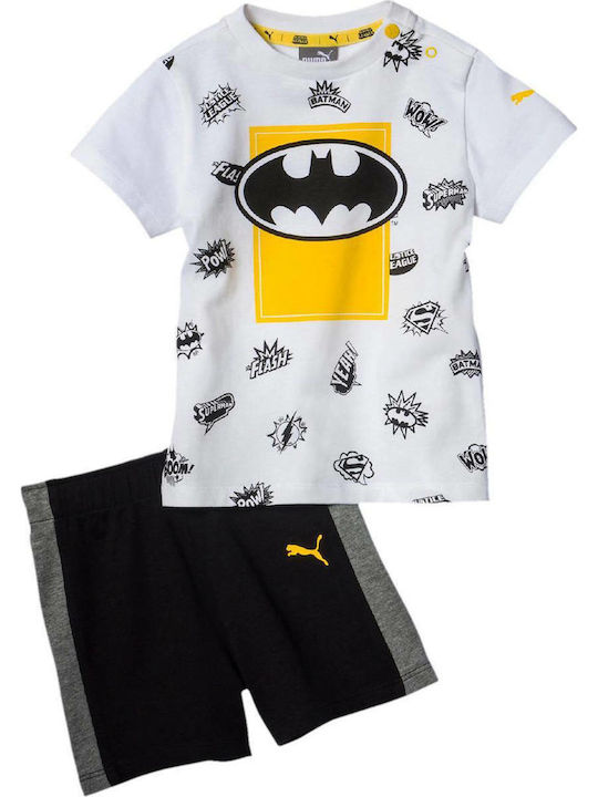 Puma Kinder Set mit Shorts Sommer 2Stück Weiß Justice League