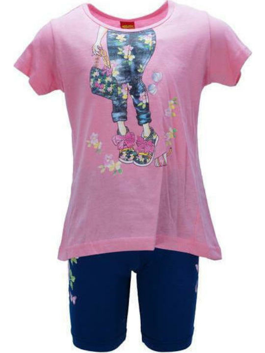 Trax Kids Set with Shorts Summer 2pcs Pink Σετ Βερμούδα Με Μπλουζάκι