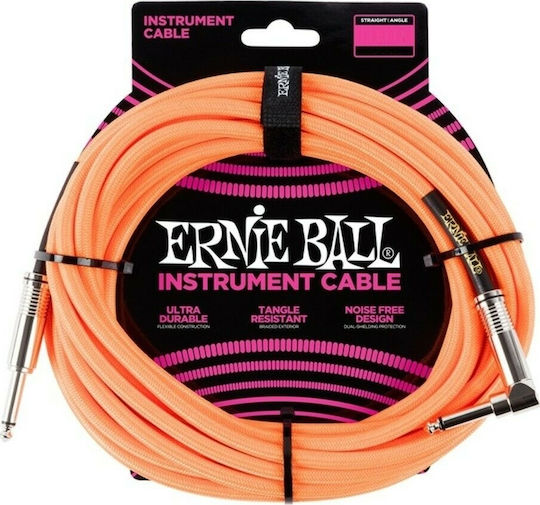 Ernie Ball Braided Instrument Cable 6.3mm male - 6.3mm male 3m Orange (P06079)