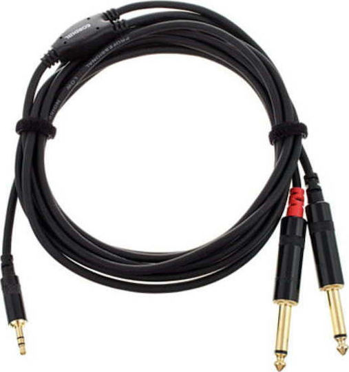 Cordial Kabel 2x 6,3mm Stecker - 3,5 mm Stecker 3m Schwarz (CFY 3 WPP)