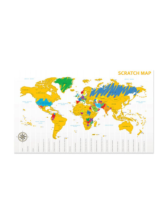 World Edition Scratch Map για Διακόσμηση Γραφείου 88x55x55εκ.