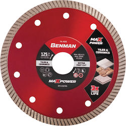 Benman Δίσκος Διαμαντέ Κοπής Πλακιδίων Γρανίτη Maxpower Ø125x7x1.2x22.23mm Δίσκος Κοπής Δομικών Υλικών 125mm