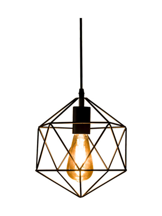 Lucas Pendant Light Single-Light Grid for Socket E27 Black