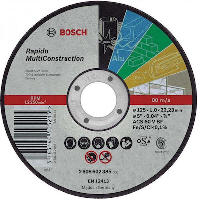 Bosch Δίσκος Κοπής Πολλαπλών Εφαρμογών Rapido 125x1mm 2608602385 1τμχ