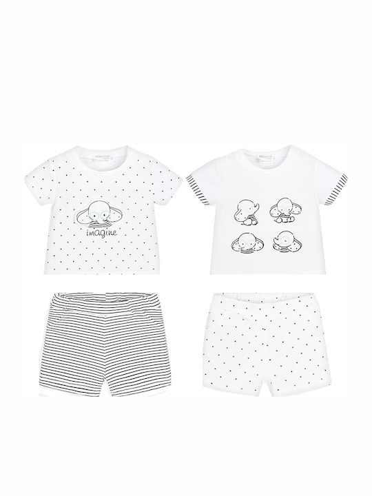 Mayoral Kids' Set with Shorts Summer 4pcs White