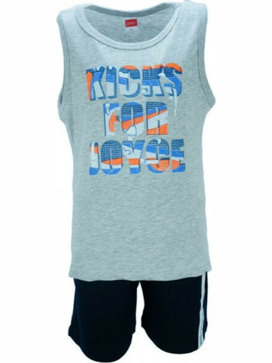 Joyce Kinder Set mit Shorts Sommer 2Stück Gray Σετ Βερμούδα με Μπλουζάκι 'Kicks For Joyce'