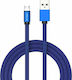 V-TAC Ruby 1m Braided USB 2.0 to micro USB Cable Blue (8496)