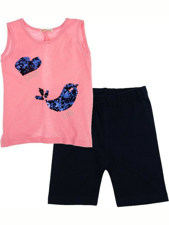 Nek Kids Wear Kids Set with Shorts Summer 2pcs Pink