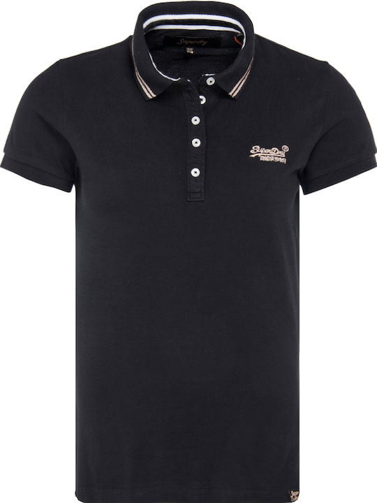 Superdry Classic Polo Femeie Polo Bluză Mânecă scurtă Neagră