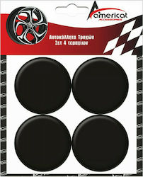 Americat Car Emblem Badges with Enamel Coating 6 x 6cm for Car Rims in Black Colour 4 Pieces