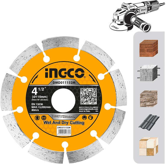Ingco Δίσκος Κοπής Δομικών Υλικών 115mm