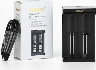 Golisi Needle 2 USB Charger 2 Batteries Li-ion Size 18650/26650