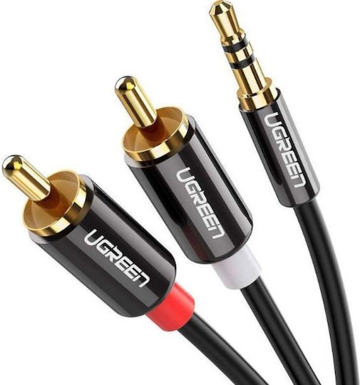 Ugreen Καλώδιο Ήχου 3.5mm male - RCA male Μαύρο 2m με Επίχρυσους Ακροδέκτες 10584