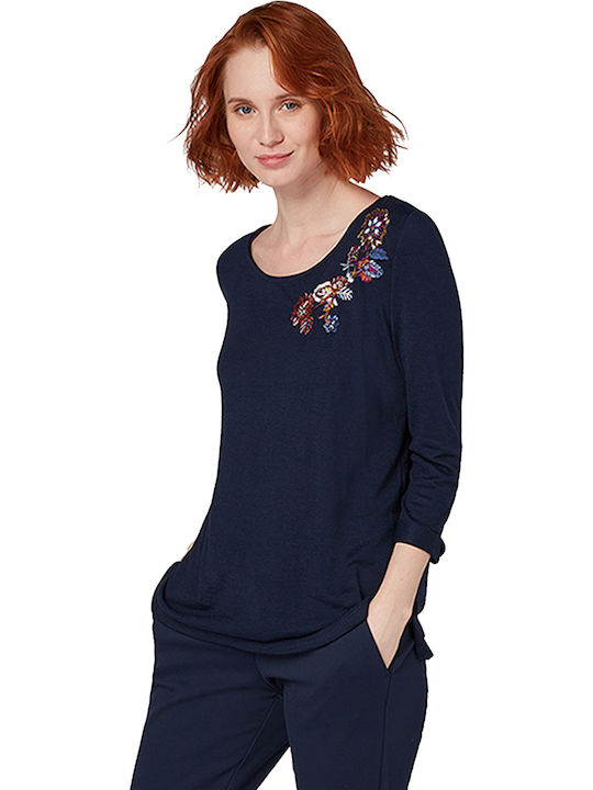 Tom Tailor Women's Blouse Long Sleeve Navy Blue