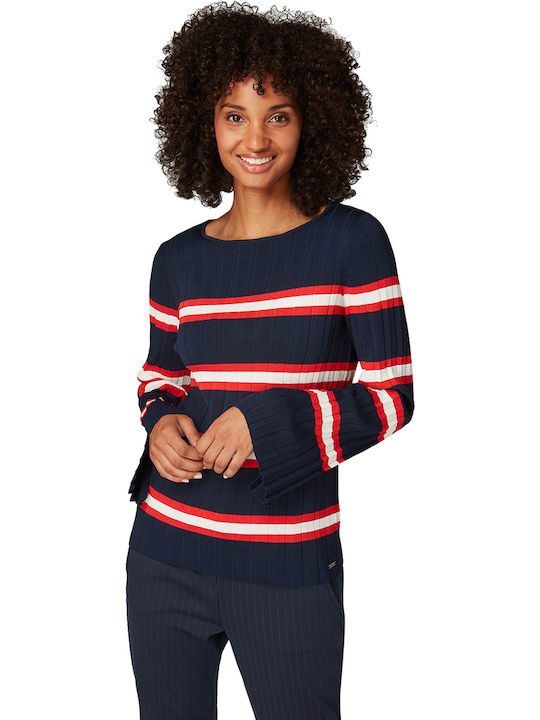 Tom Tailor Women's Blouse Long Sleeve Striped Navy Blue