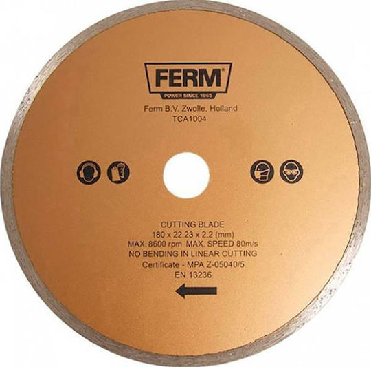 Ferm Δίσκος Κοπής Διαμαντέ 180mm Δίσκος Κοπής Δομικών Υλικών 180mm