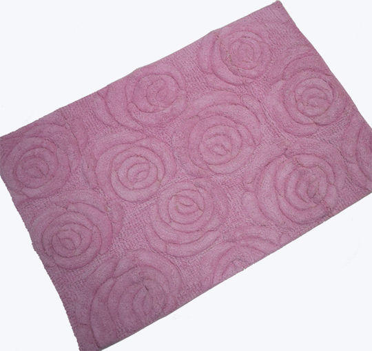 Palamaiki Badematte Baumwolle Rechteckig RoseLine Pink 60x90cm