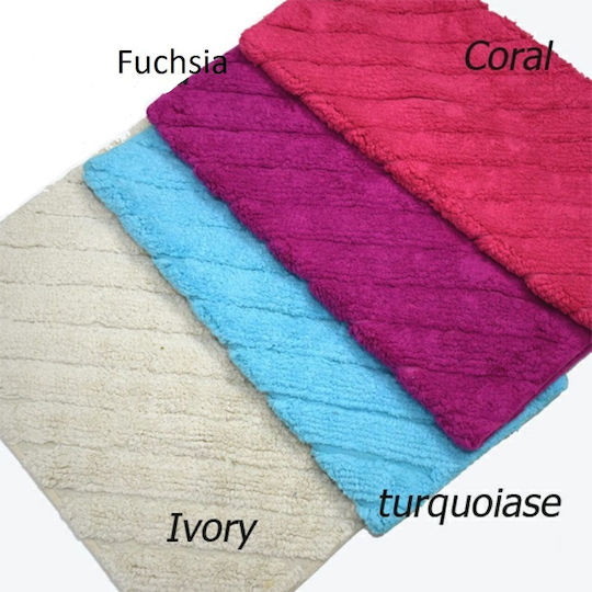 Palamaiki Πατάκι Μπάνιου Βαμβακερό Stripes Coral 60x90εκ.