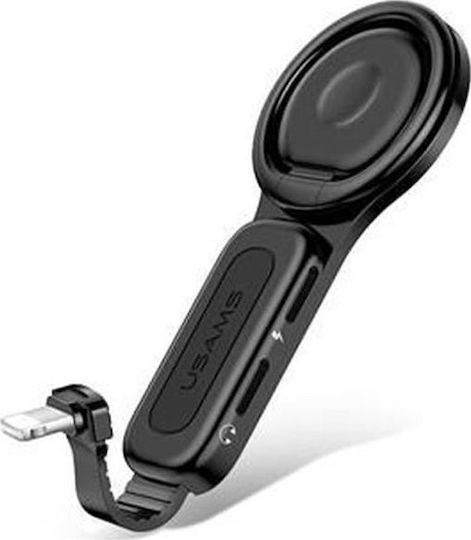 Usams AU06 Dual Lightning Ring Holder Adapter Μαύρο