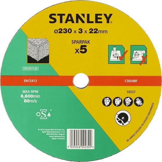 Stanley Δίσκος Λείανσης Δομικών Υλικών 230mm Σετ 5τμχ