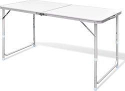 vidaXL Aluminum Foldable Table for Camping in Case 120x60x70cm White