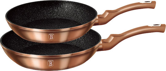 Berlinger Haus Metallic Line Pfannen-Set aus Aluminium Rose Gold Collection mit Innenbeschichtung aus Stein 2 Stück