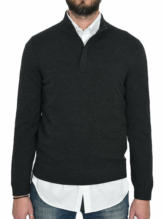 Hugo Boss Esilvio Men's Long Sleeve Sweater with V-Neck Gray