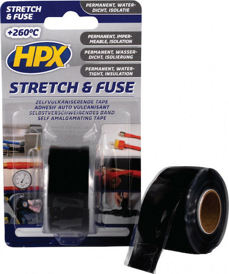 HPX Самовулканизираща Изолационна лента 25мм x 3м Stretch & Fuse Черна Черен