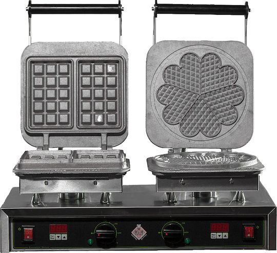 M&M equipment WAF ID/H-B Επαγγελματική Βαφλιέρα Διπλή Άνοιγμα 90° για Βάφλες σε Σχήμα Τετράγωνο και Μαργαρίτας