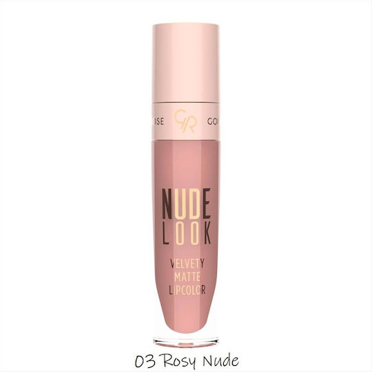 Golden Rose Nude Look Velvety Matte LipColor Υγρό Κραγιόν Matte 03 Rosy Nude 5.5gr
